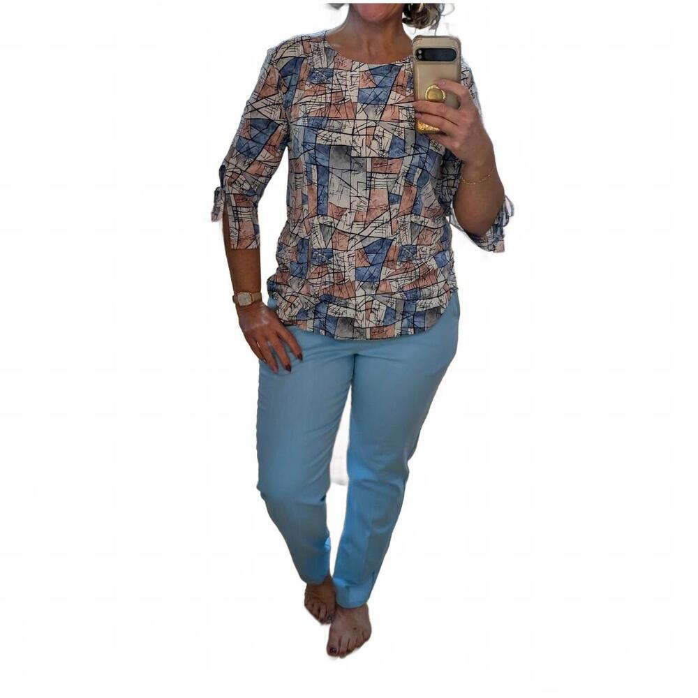 NEW N TOUCH women's three quarter long sleeve tee in blue